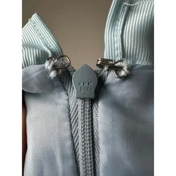 Vintage 90s Y2K Blue Tweed Mini Dress Coquette Boucle Ruffle Trim Size 8 - Picture 8 of 10